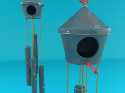 Wind Chime Bird House 3D model