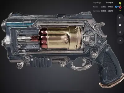 Revolver Gun 3D model 7