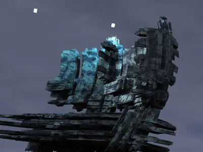 Ice Storm Planet ruinedTowers 3 3D model