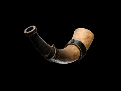 3D Horn wooden pipe Low-poly 3D model