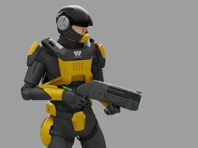 SCI-FI TROOPER RIGGED 3D model