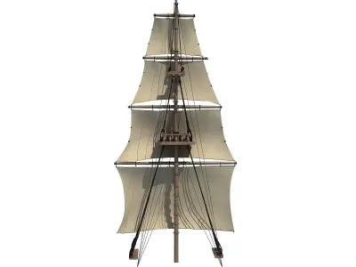 White Sailing Ship Mast 2 3D model