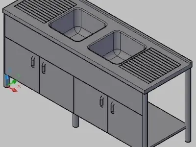 Double compartement kitchen sink Free 3D model