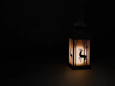Lantern with silhouette Free low-poly 3D model