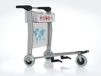 Airport Trolley Low-poly 3D model