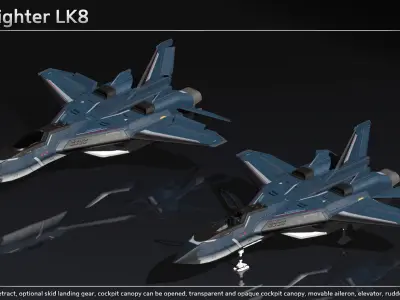 Scifi Fighter LK8 Low-poly 3D model