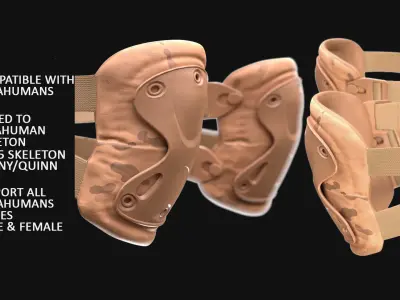 Tactical Knee Pads 16 - All MH Bodies and UE5 Skeletons - Rigged Low-poly 3D model
