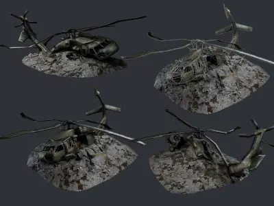 Sikorsky UH60 Black Hawk Military Helicopter Game Ready Pack 03 Low-poly 3D model