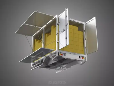 BOX TRUCK PICKUP LORRY CARGO FREIGHT CUBE VAN BOXES DELIVERY CAR 3D model