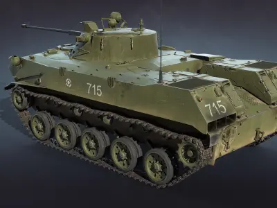 BMD-2 military tank Low-poly 3D model