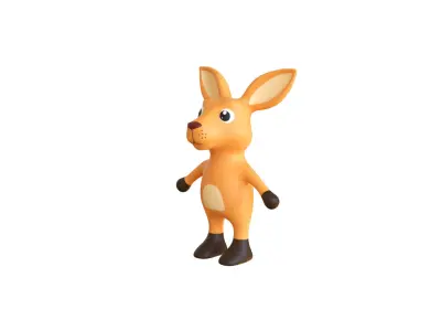 High-Quality 3D Cute Kangaroo for Games Low-poly 3D model
