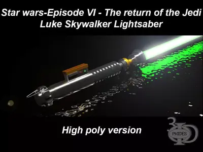 Luke Lightsaber high poly version 3D model