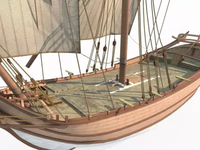 Medieval sailboats and warships 3D model