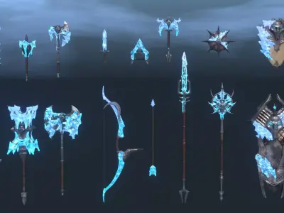 Fantasy Ice Weapon Set Free 3D model