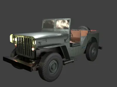 jeep retro low poly 3d Low-poly 3D model