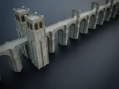 GOTHIC CASTLE BRIDGE MODULAR Low-poly 3D model