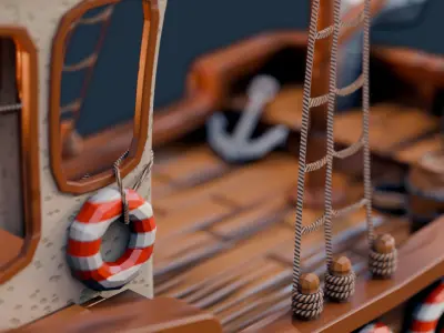 Low Poly Boat Low-poly 3D model