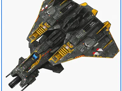 Low Poly SciFi Fighter S4 Low-poly 3D model