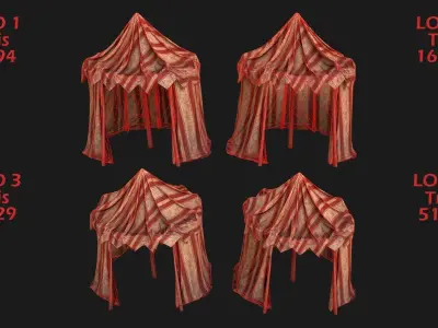 Medieval Fair Tent Market Stall Low-poly 3D model