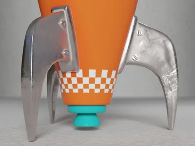 Orange Rocket Low-poly 3D model