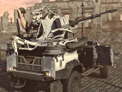 AA 2 Barrels Vehicle for DAZ3D 3D model