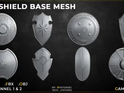 30 Shield Base Mesh Vol-02  Game Ready  Low-poly 3D model