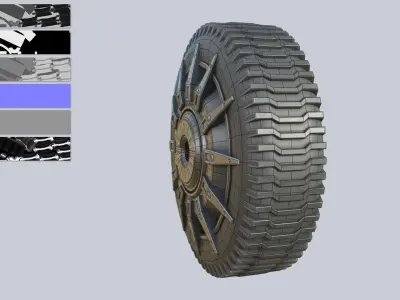 Scifi wheel Low-poly 3D model