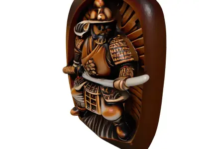 Detailed Samurai Wooden Figurine 3D model