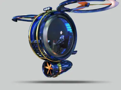 Spaceship hovercraft flying in sky 3D model