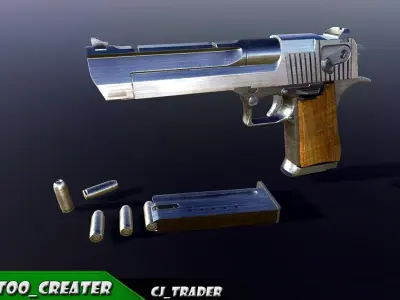 Pistol Desert Eagle Low-poly PBR 3D model Low-poly 3D model