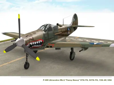 Bell P-400 Airacobra  Low-poly 3D model
