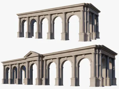 Arch in classical Tuscan order  with  columns on Vignola Arcade 3D model