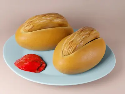 Cocktail Fish Finger Bun Low-poly 3D model