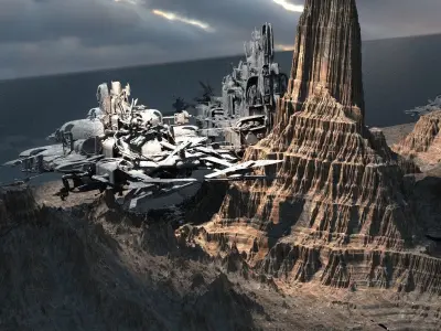 Star Wars inspired Racer With Mountain  3D model