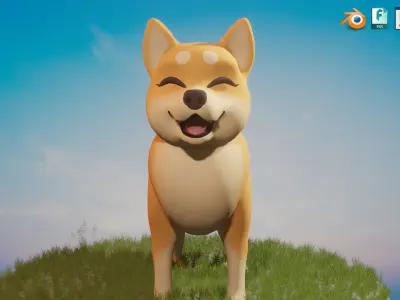 Shibainu Shiba-inu Dog  Low-poly 3D model