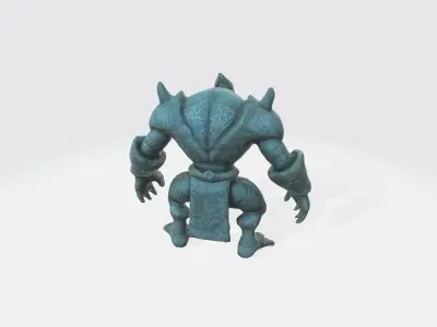 A large muscular gray monster with horns 3D model