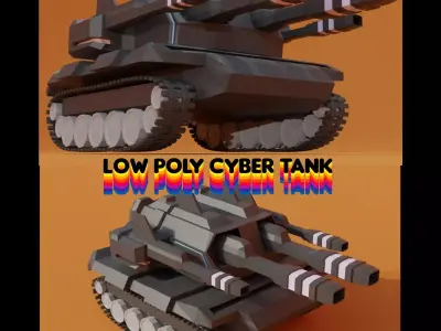 low poly cyber tank Low-poly 3D model