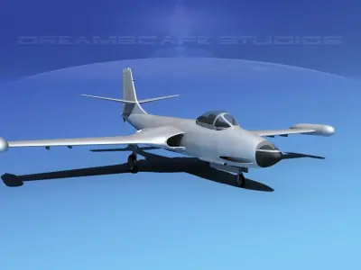 McDonnell F2H-2 Banshee Bare Metal 3D model