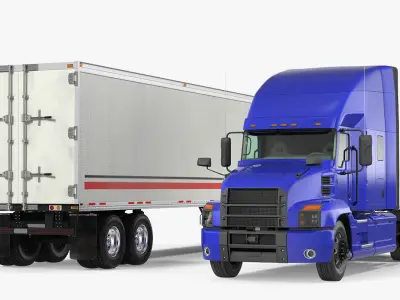 Semi Truck with Trailer Generic Rigged 3D model