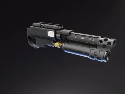 Under Barrel Flamethrower Low-poly 3D model