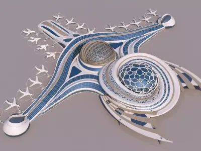 0303 - Airport Architecture Building - 2D Drawings - 3D Files 3D model