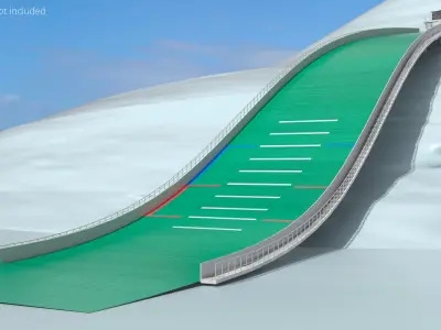 Artificial Grass Jump Ramp Finish Zone 3D model