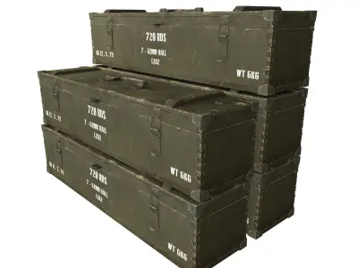 Military Wooden Crate Army Low Poly Low-poly 3D model