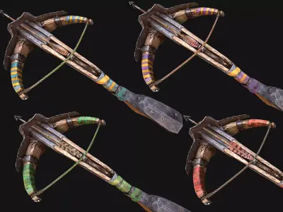 Medieval Crossbow Crossbowman Weapon Pack Low-poly 3D model