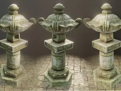 Shogun Temple Pillar PBR Low Poly Low-poly 3D model