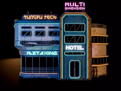 SCIFI CYBERPUNK FUTURISTIC NEON BUILDING 04 Low-poly 3D model