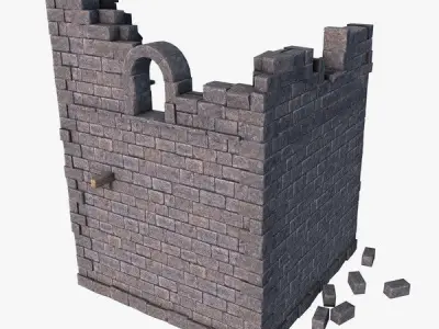 Ruined Tower 2 Low-poly 3D model