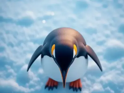 Majestic King Penguin Regal Bird Orange Snowy Lowpoly Low-poly 3D model