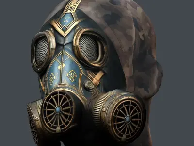 Gas mask helmet 3d model military combat Low-poly Low-poly 3D model