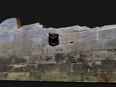 ruins stonewall part abandoned fortress photogrammetry Low-poly 3D model